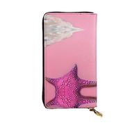 Pink Sand Beach Print Leather Long Clutch Wallet â€“ Personalized, Comfortable & Lightweight with Card Holder, Coin Pocket