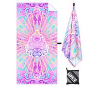 Pink Sand Fibre Microfibre Beach Towel - 160x90cm, Adults, Quick Dry, Lightweight & Compact Sports Towel - Perfect for Travel, Yoga or Gym