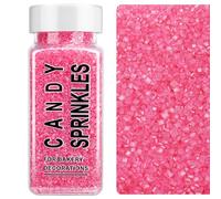 Pink Sanding Sugar Sprinkles, 4.6 oz Edible Sparkling Sugar Crystals for Baking Topping, Cupcakes, Cookies, Ice Cream & Cake Decorating, Wedding Party Valentines Supplies