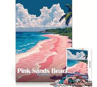 Pink Sands Beach Bahamas 1000 Piece Jigsaw Puzzles for Adults Jigsaw Memory Gain Stress Release Design Assembly Xmas Gift (38x26cm)