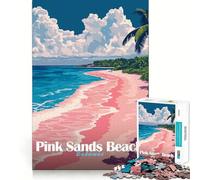 Pink Sands Beach Bahamas 1000 Piece Jigsaw Puzzles for Adults Jigsaw Memory Gain Stress Release Design Assembly Xmas Gift (38x26cm)