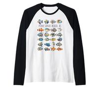 Pink Sands Beach The Bahamas Colorful Fish Design Raglan Baseball Tee