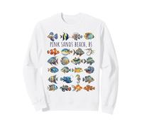 Pink Sands Beach The Bahamas Colorful Fish Design Sweatshirt