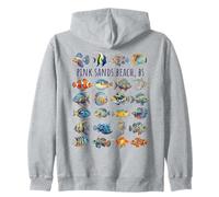 Pink Sands Beach The Bahamas Colorful Fish Design Zip Hoodie