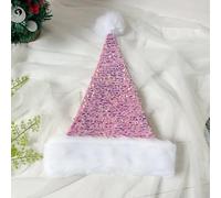 Pink Santa Hat Christmas Hats for Kids and Adults,Shiny Sequin Xmas Hat Unisex Classic Velvet Xmas Holiday Hat,Thicken Luxury Plush Santa Hats Santa Claus Hats for Christmas New Year Party Supplies