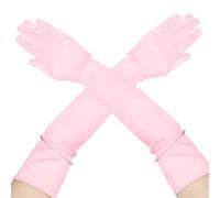 Pink Satin Long Opera Gloves for Women and Men - Halloween, Ladies Mittens