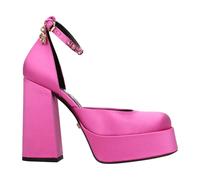 Pink Satin Platform Pumps with Rhinestone - female - Versace - Pumps - Pink - 5 1/2 UK - Shoes 5 1/2 UK