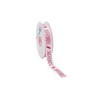 Pink Satin Ribbon with Baby Blocks Print 15mm. 25m Roll or 1m Cut Length (Pink 1m Cut Length)