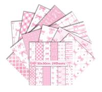 Pink Scrapbook Paper 11.8x11.8 Inch, 24 Sheets Double-Sided Bow & Rose Patterns for Junk Journals, Card Making, Photo Albums | Floral Decoupage Craft Supplies (Pink Bow, 11.8×11.8)