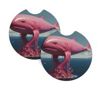 Pink sea Dream Nuclear Whale Printed car Cup Holder mat 2.7-inch Anti-Skid mat - Super Practical car Gadget