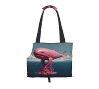 Pink sea Dream Nuclear Whale Printed Portable Foldable pet Shoulder Bag, Suitable for Carrying Small Pets