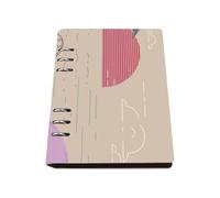 Pink Seaside Sunset Notebook A5, Pu Leather Notebooks A5, Lined Paper Ring Binder Notebook 180Pages/90Sheets, School Book for Journaling Writing, Notes Book for School, College Essentials Women Man