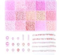 Pink Seed Beads Embroidery Beads Kit Pink Glass Beads for Jewelry Making