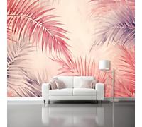 Pink Self-Adhesive Wallpaper Mural, Tropical Palm Leaves Colorful Leaves Patterned Wall Decor for Living Room Bedroom, Home Decoration Wall Stickers for Teen Kids Bedroom Playroom 200 x 140 cm