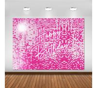 Pink Sequin Birthday Backdrop Banner Girls Hot Pink Neon Party Decorations