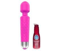 Pink Sex Toy Dildo Vibrator Anal Butt Plug Massager Sex Toys for Adults, Lube and Toy Combination Gift Set (20 Speed Wand Vibrator, Strawberry Flavoured Lube)