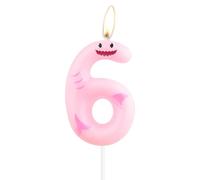 Pink Shark Candles, Number 6 Birthday Candles,Shark Party Toppers for Cake,6th Happy Birthday Candle,Shark Theme Party Decorations for Boy Girl Baby