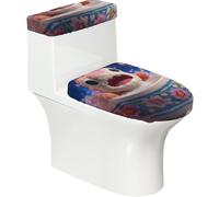 Pink Shark Toilet Lid Cover Set - Elastic Smooth Polyester Material Dustproof and Easy to Clean Durable