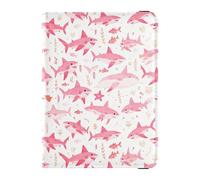 Pink Sharks Pattern Travel Wallet Leather Passport Holder Large Capacity Money&Card Holder for Men Trip Must Haves Accessories