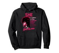 pink She Is Me Strong Educated Black History Month Women Pullover Hoodie