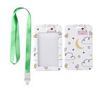 Pink Sheep Badge Holder with Green Lanyard, Lanyards with Card Holder, Vertical Name Badges Protector for Doctor, Vertical ID Cards Protector for Men, Teacher Stuff Bus Driver Accessories