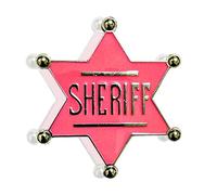 Pink Sheriff Badge | Pink Police Badge | Pink Cowgirl Sheriff Badge | Pink Sheriff Badge Costume Accessory | 2.5H X 2.3W Inches | Pink/Silver, S, Metal, no gemstone