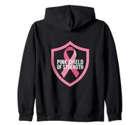 Pink Shield Of Strength Breast Cancer Awareness Zip Hoodie