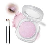 Pink Shimmer Eyeshadow Powder with Soft Metallic Finish - Compact Cosmetic Palette with Mirror & Dual Brushes for Daily Wear, Party Makeup, Smooth Buildable Glitter Long Lasting Formula