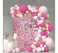Pink Shimmer Wall Backdrop, 24 Panels, 6x4 Ft Photo Backdrop | wedding backdrop birthday backdrop party decoration photo booth backdrop bridal shower baby shower event decoration