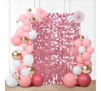 Pink Shimmer Wall Backdrop Sequin Panels Wedding Background Glitter Decor for Events Home Bridal Shower Birthday Decor and Advertising Signs 12 Panels