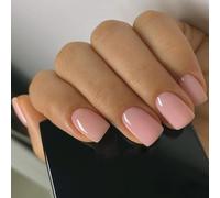 Pink Short Fake Nail, Short Shiny Pure Pink Manicure False Nails, Gentle and Sweet Glossy Fake Nails,Comfortable Fit Stick on Nails,Long Lasting Full Cover Manicure Home DIY