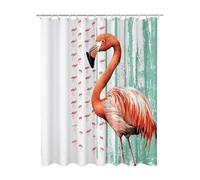 Pink Shower Curtain, Flamingo Curtains with 12 Shower Curtain Hooks, Extra Long Bathroom Curtains Weighted Hem, Quick Drying Waterproof Polyester Fabric for Outdoor Garden Wet Room Bath 100x200 P-78
