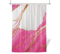 Pink Shower Curtain for Bathroom, Marble Texture Waterproof Cloth Fabric Bathroom Accessories Set with 12 Rust Proof Plastic Hooks, 36” x 72”