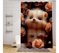 Pink Shower Curtain Hedgehog Shower Curtains for Bathroom HD Printing Waterproof Bathroom Curtains with 12 Hooks, Polyester Bath Curtain Machine Washable Fabric for Bath Tub 90 x 200 cm -zpg25073Z6