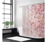 Pink Shower Curtain Japan Extra Long Shower Curtain Weighted Hem, Waterproof Polyester Fabric Quick-Drying Washable ShowerCurtain with 12 Hooks for BathroomShower Stall Decor 200 X 200 Inch -h246