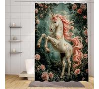 Pink Shower Curtain Unicorn Shower Curtains for Bathroom HD Printing Waterproof Bathroom Curtains with 12 Hooks, Polyester Bath Curtain Machine Washable Fabric for Bath Tub 120 x 200 cm -zpg2507386