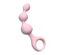 Pink Silicone Anal Beads with Ring Pull, Anal Balls for Couples, Butt Plug with Graduated Beads for Beginners