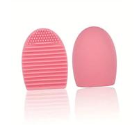 Pink Silicone Makeup Brush Cleaner - Egg-Shaped Quick Cleaning Tool With Textured Surface(2pcs)