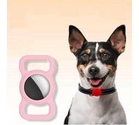 Pink Silicone Protective Case for Airtag, GPS Finder Dog Cat Collar Loop Holder, Anti-Lost Device for Apple Locator Tracker