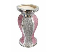 Pink & Silver Mosaic Crystal Vase 30cm Luxury Crushed Diamond Glass Flower Vase Bling Decorative Centerpiece for Living Room, Bedroom, Office & Hallway