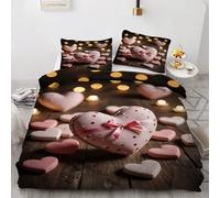 Pink Single Duvet Cover Sets Love Gift Bedding Set 3 Pieces - 110gsm Soft Brushed Microfiber Quilt Cover, Bed Set with 2 Pillowcases 50x75 cm, Zipper Closure -Kg1101