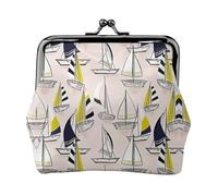 Pink Sketch Sailing coin purse for women,small womens wallet,small makeup bag for purse,ultra-thin retro change wallet, Black, One Size, Art Deco