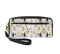 Pink Sketch Sailing Print Leather Small Makeup Bag – Reusable Cosmetic Accessories Organizer, Travel Toiletry Bag