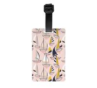 Pink Sketch Sailing Print Multi-Use PVC Luggage Tag Versatile ID Holder for Strollers and Bags Practical Travel Accessory
