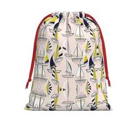 Pink Sketch Sailing Print Practical Drawstring Gift Travel Pouches Men Women Multiple Occasion Daily Carry