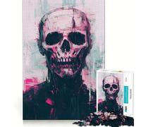 Pink Skull Painting 1000 Piece Jigsaw Puzzle for Teenagers Logic Toy Group Play Precision Cut Thoughtful Gift (50x75cm)