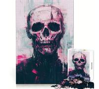 Pink Skull Painting 1000 Pieces Jigsaw Puzzles for Teenagers Improve Memory Mental Relax Sharp Edge Creative Gift (38x52cm)