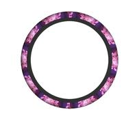 Pink Skull Printed Steering Wheel Cover Elastic Stretch Car Wheel Wrap Breathable Non-Slip Steering Wheel Protector for Car Truck SUV
