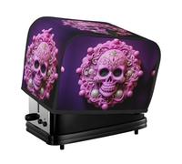 Pink Skull Toaster Cover 2 Slice, Waterproof Bread Machine Covers with Pockets Universal Size Kitchen Small Appliance Cover with Handle, Dust and Fingerprint Protection