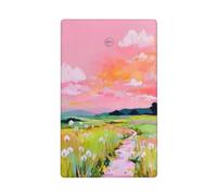 Pink Sky Green Fields Path White Flowers Single Toggle Blank Wall Plate Light Switch Cover Decorative 1 Gang for Kitchen Room Bathroom Size 11.4x7cm
